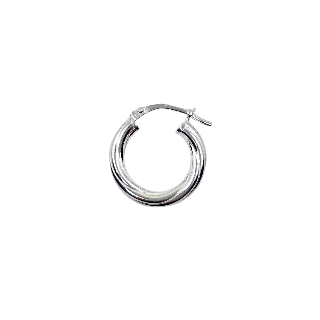 Silver Small Twist Creole Earrings