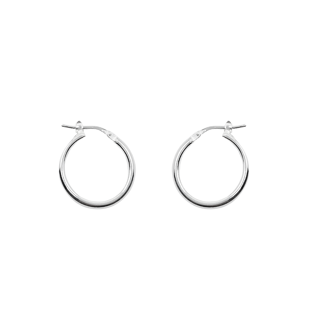 Silver D-Shape Plain Hoop Creole Earrings