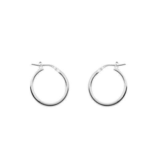 Silver D-Shape Plain Hoop Creole Earrings
