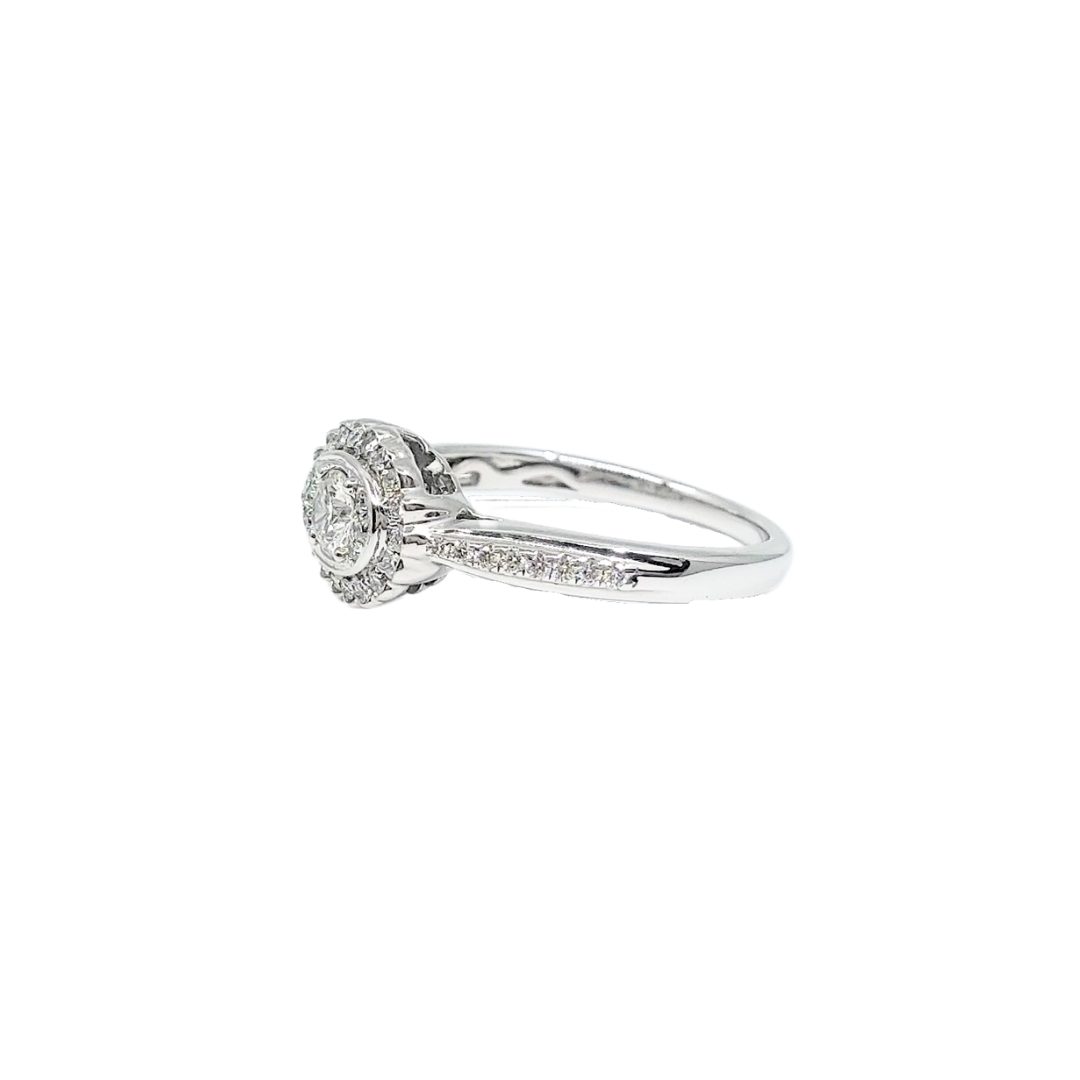 14ct White Gold & Diamond Oval Cluster Ring