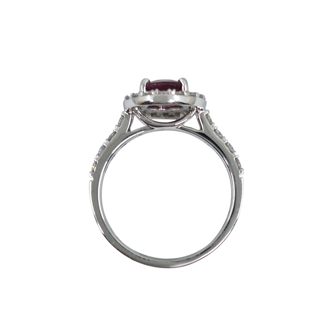 9ct White Gold Ruby & Diamond Halo Ring