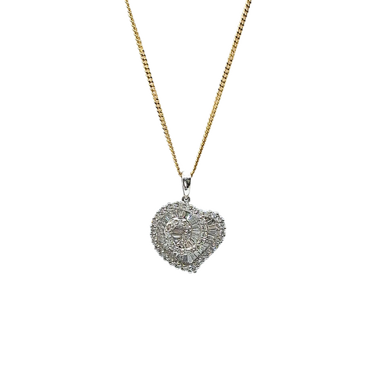 14ct White Gold Diamond Heart Pendant