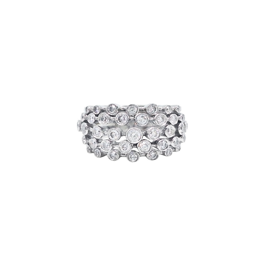 18ct White Gold Diamond Rub Over Fancy Band Ring