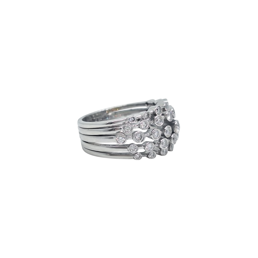 18ct White Gold Diamond Rub Over Fancy Band Ring