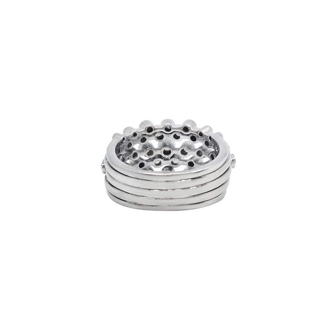 18ct White Gold Diamond Rub Over Fancy Band Ring