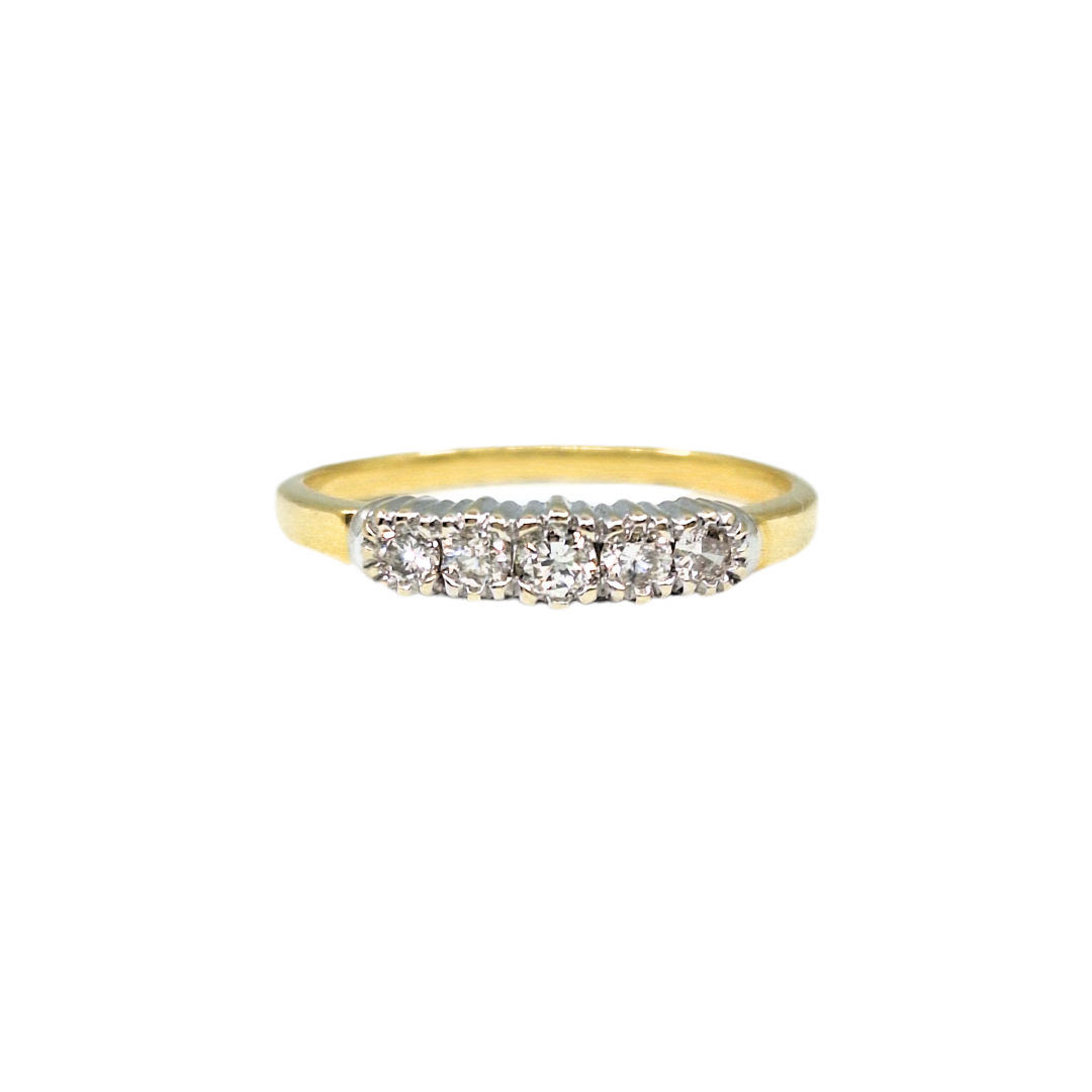 18ct Yellow Gold Five Stone Diamond Ring