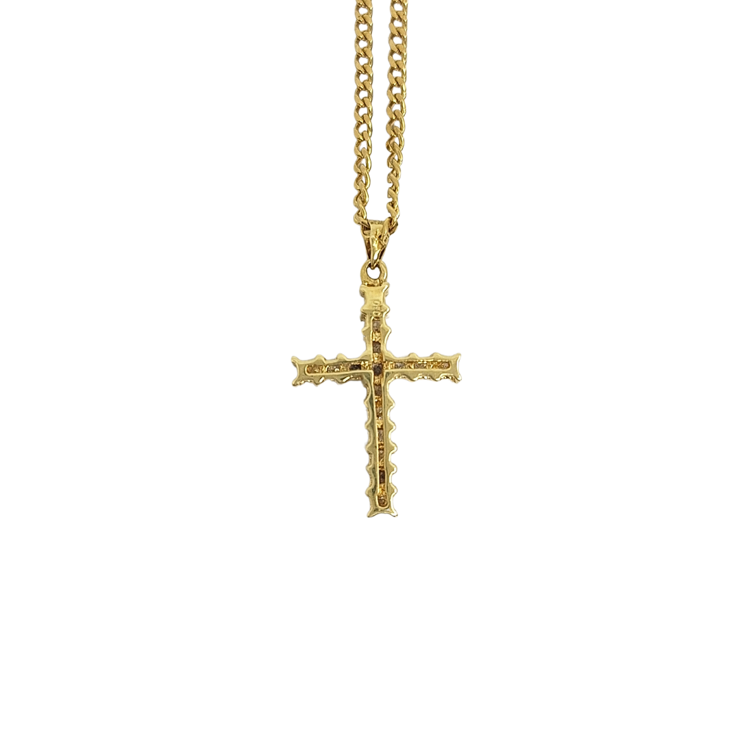 18ct Yellow Gold Diamond Cross Pendant