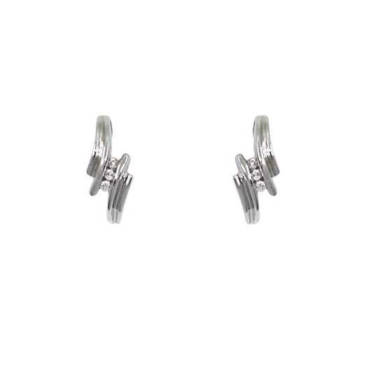 9ct White Gold Diamond Drop Earrings