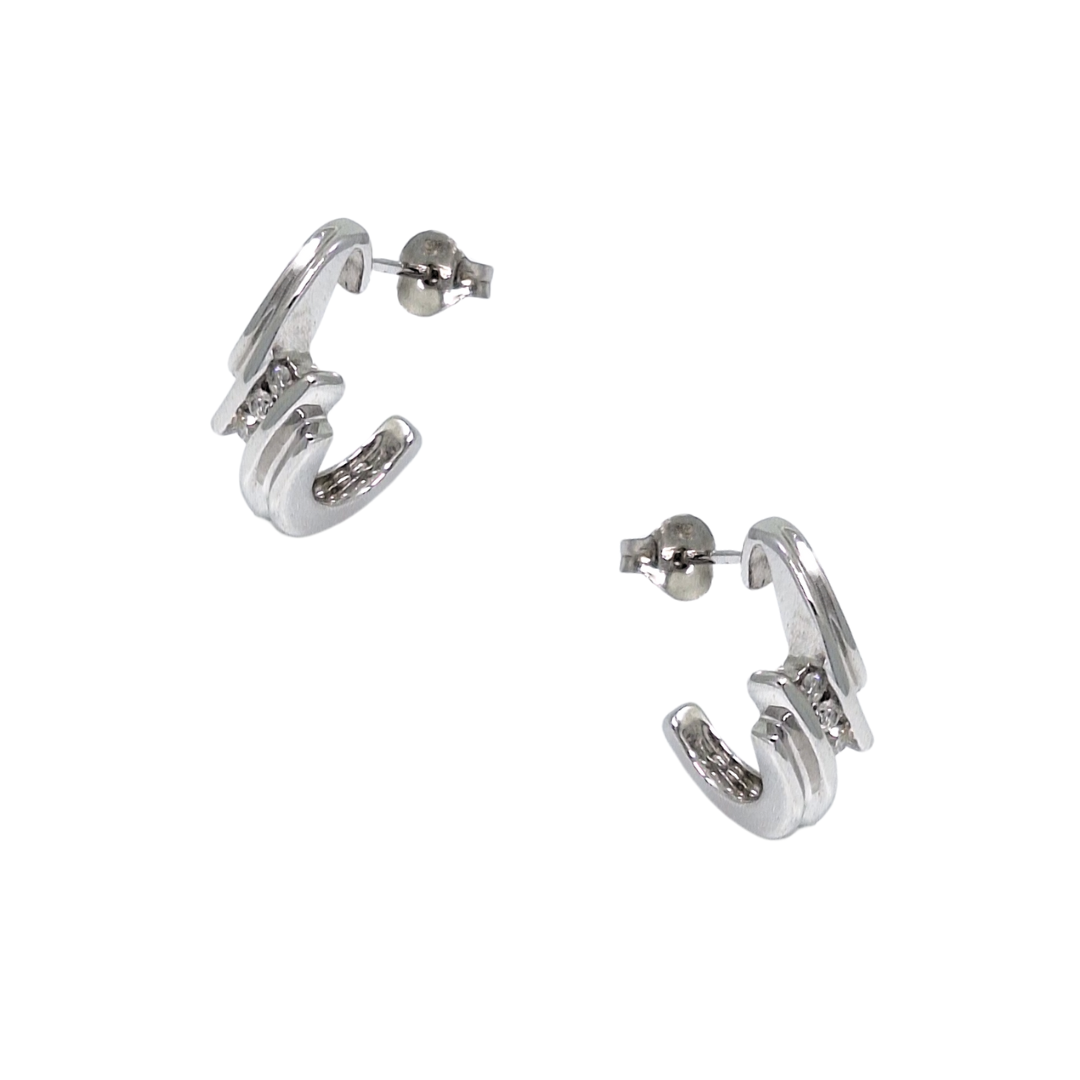 9ct White Gold Diamond Drop Earrings