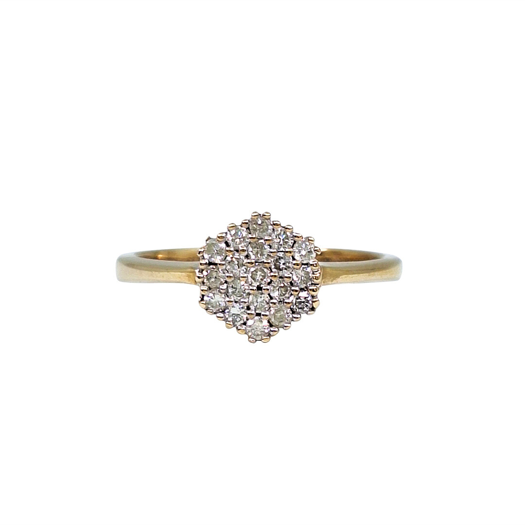 9ct Yellow Gold Diamond Cluster Ring