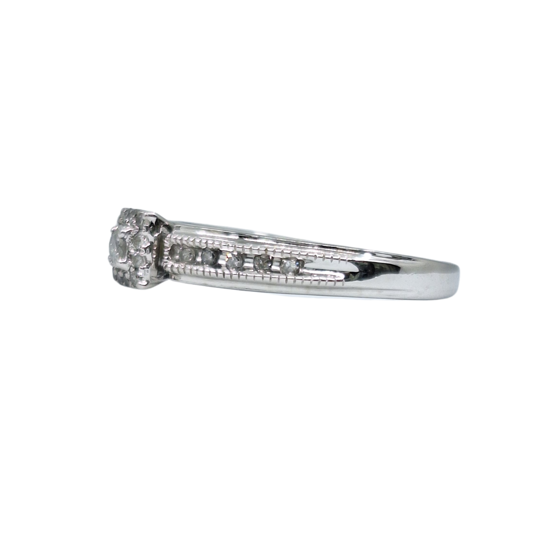 9ct White Gold Diamond Illusion Set Ring