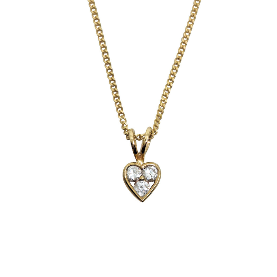 9ct Yellow Gold Diamond Heart Pendant & Chain