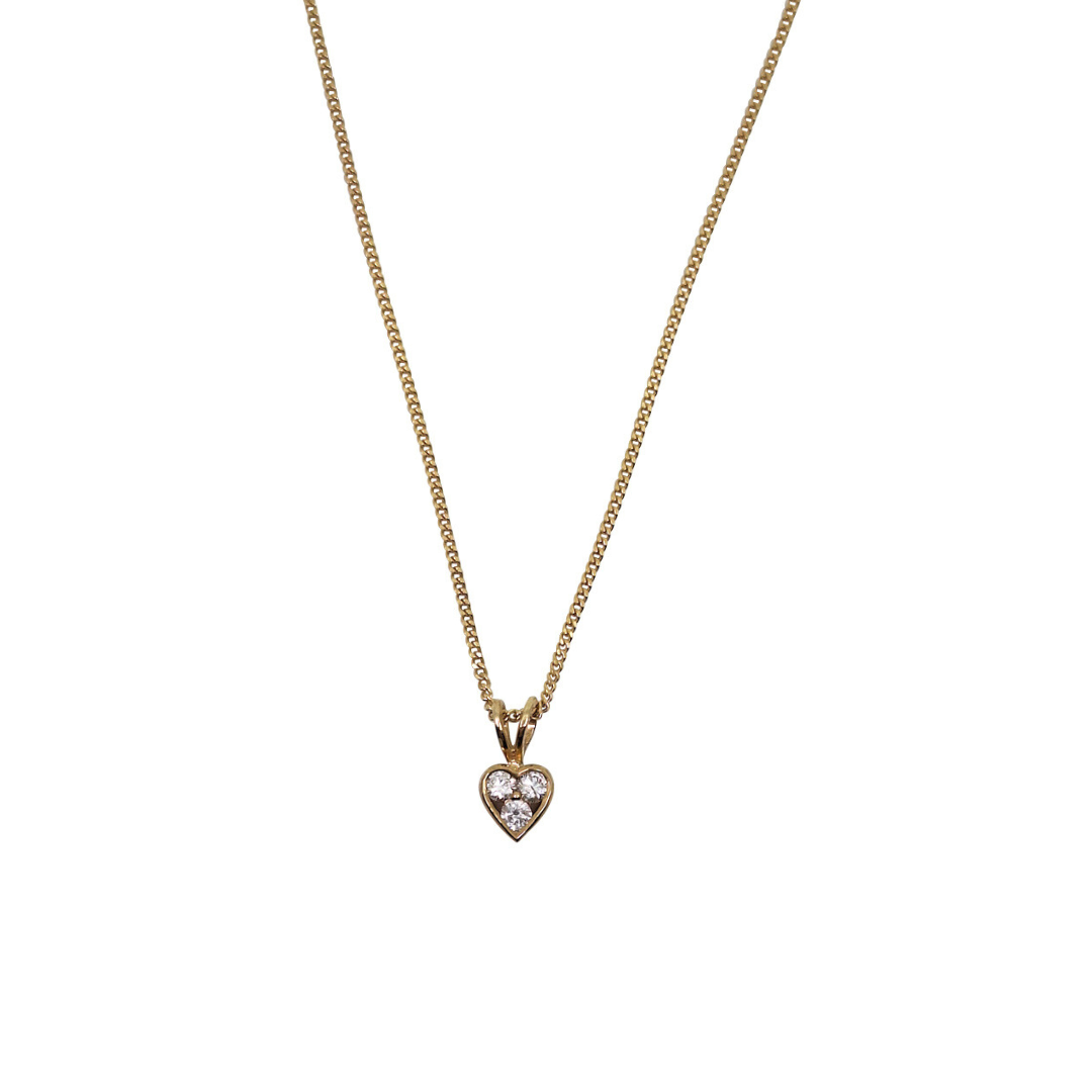 9ct Yellow Gold Diamond Heart Pendant & Chain