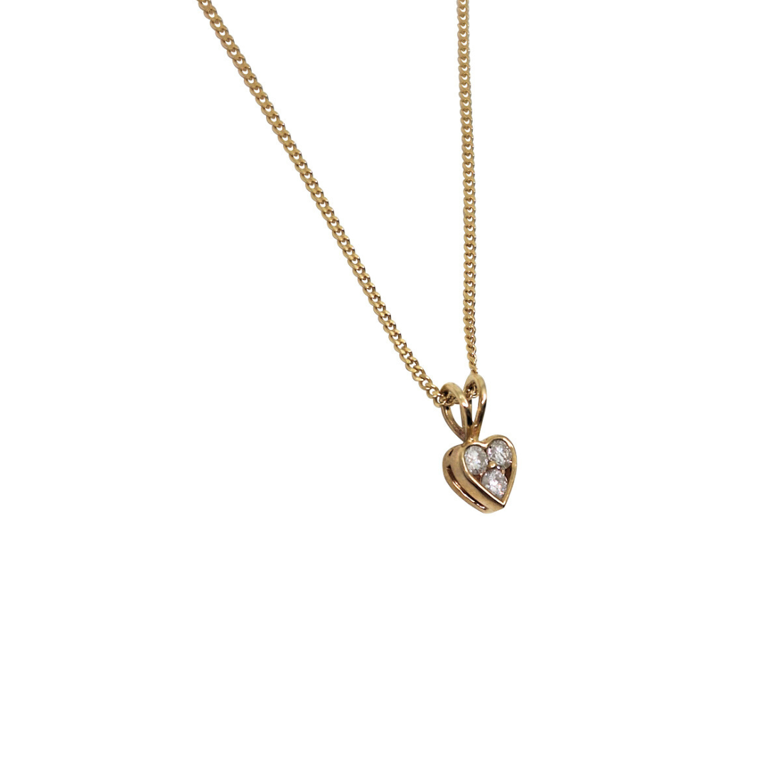 9ct Yellow Gold Diamond Heart Pendant & Chain