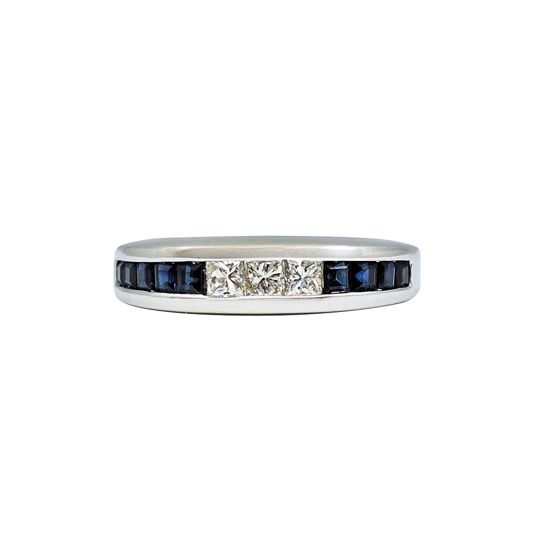 14ct White Gold Sapphire & Diamond Eternity Ring