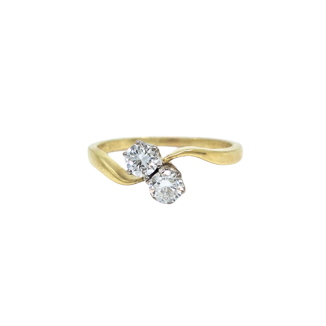 18ct Yellow Gold Two Stone Diamond Ring