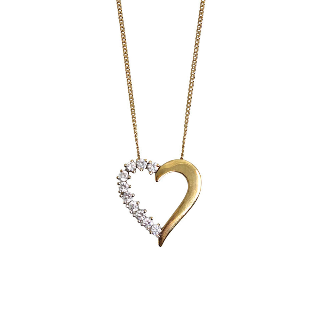 9ct Cubic Zirconia Heart Pendant