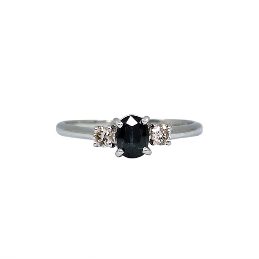 18ct White Gold Sapphire & Diamond Three Stone Ring