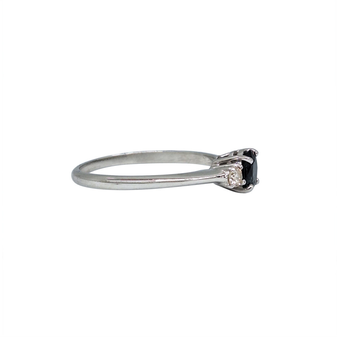 18ct White Gold Sapphire & Diamond Three Stone Ring