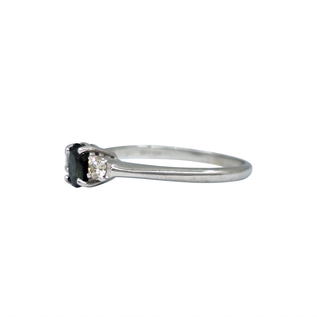 18ct White Gold Sapphire & Diamond Three Stone Ring