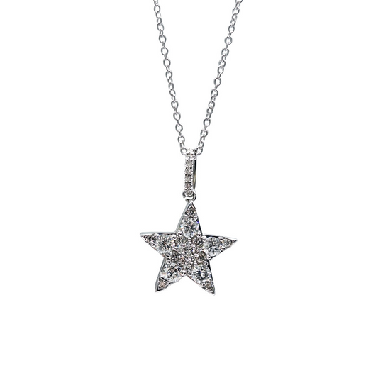 9ct White Gold Diamond Star Pendant