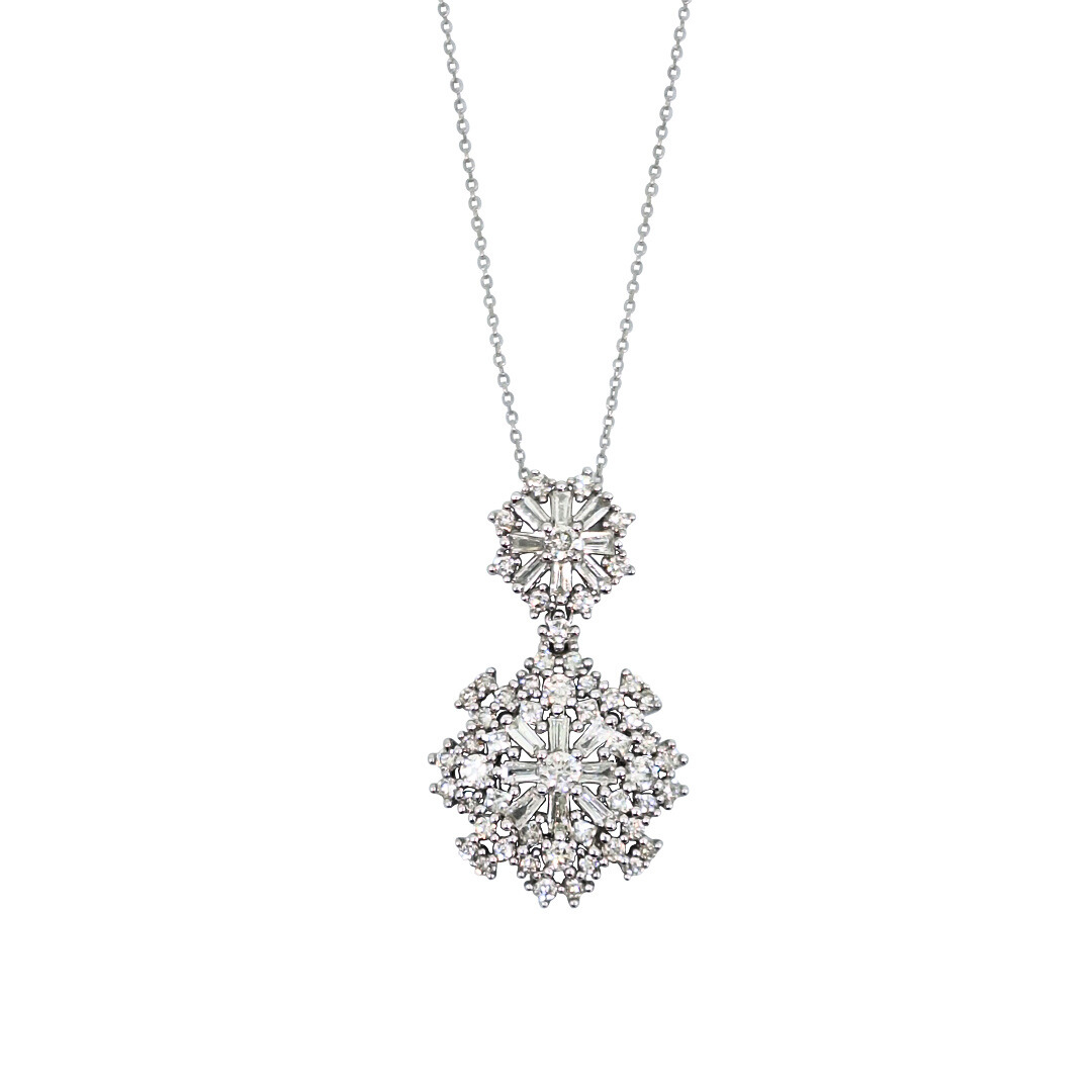 9ct White Gold Diamond Cluster Pendant