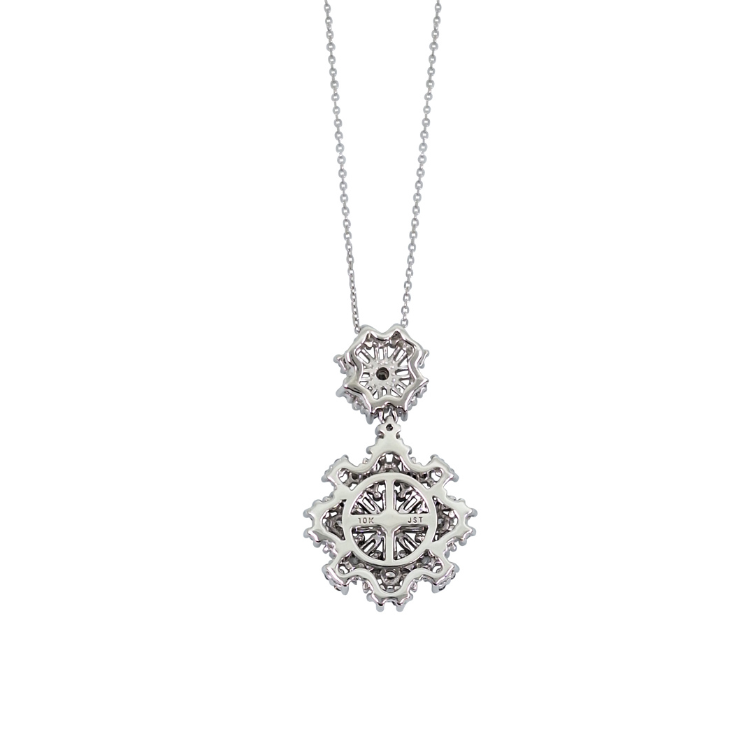 9ct White Gold Diamond Cluster Pendant