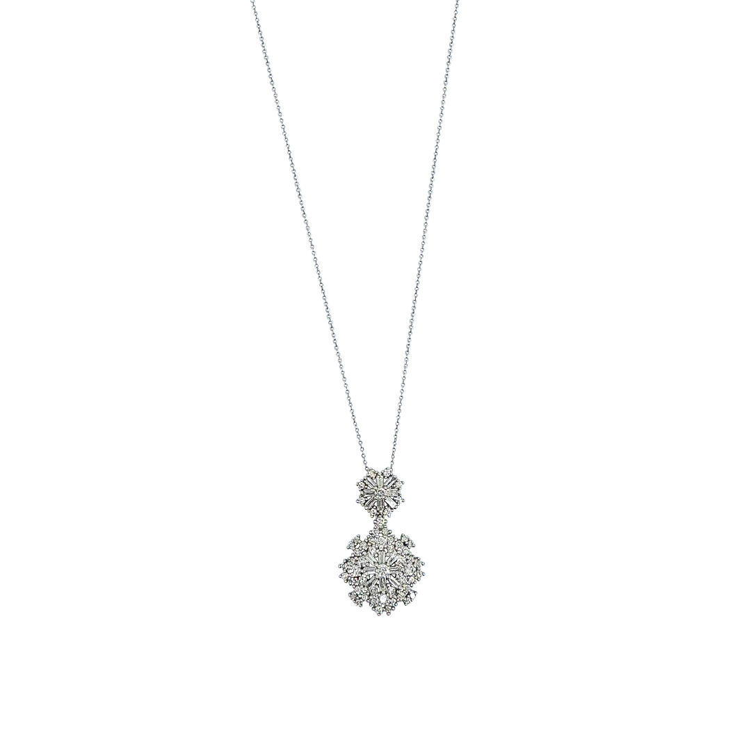 9ct White Gold Diamond Cluster Pendant