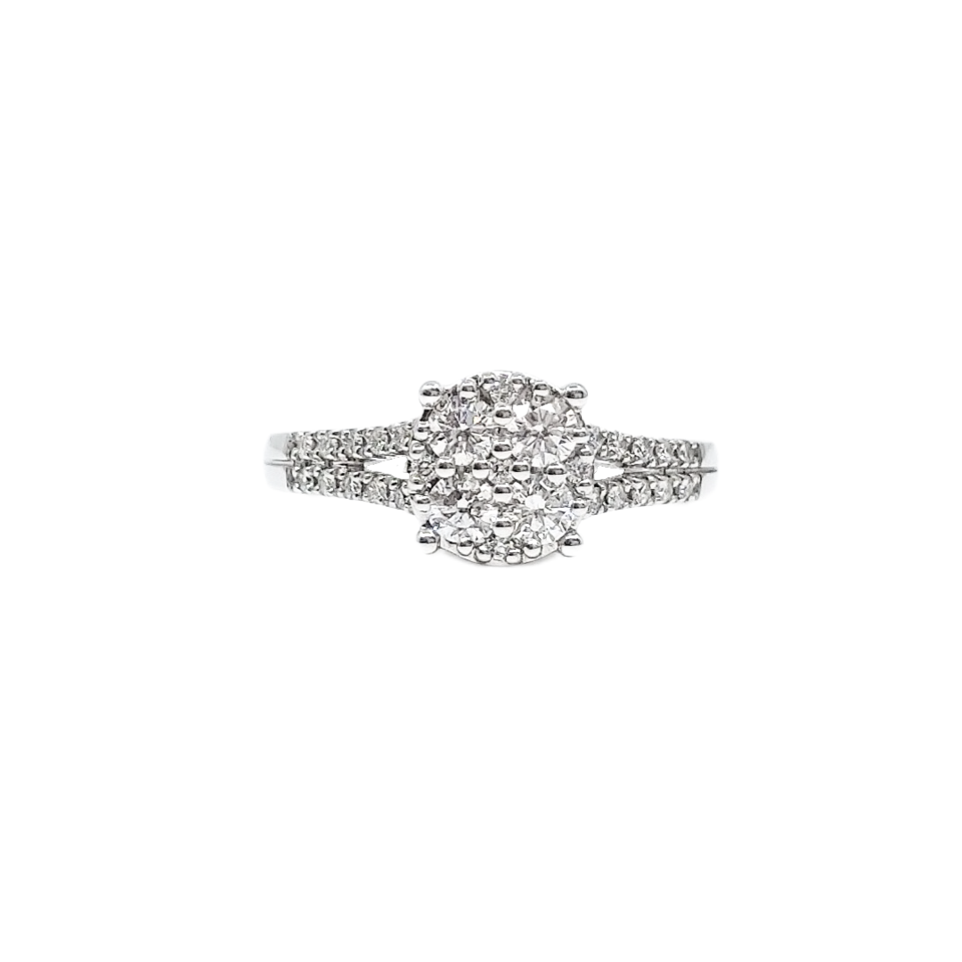 18ct White Gold & Diamond Cluster Ring