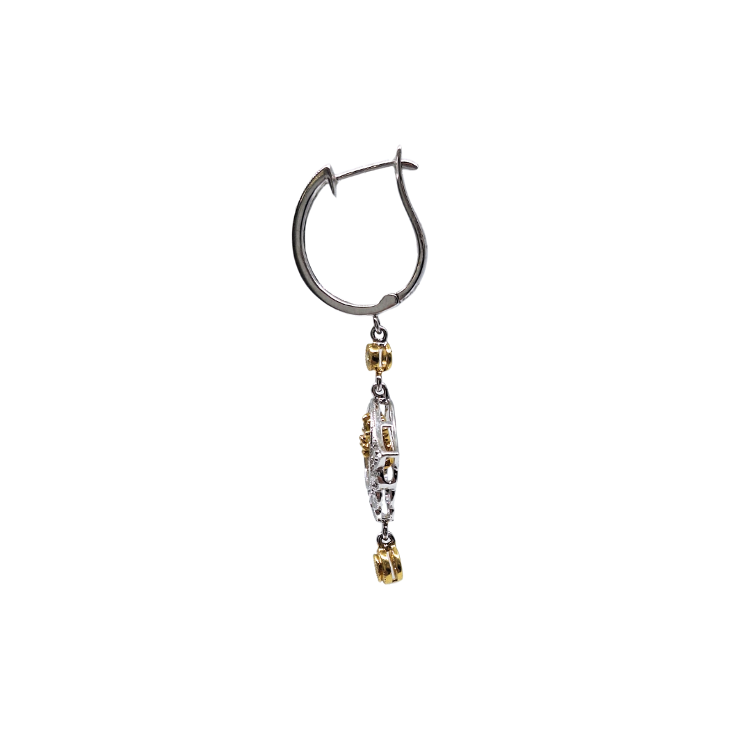 18ct Yellow & White Gold Diamond Drop Earrings