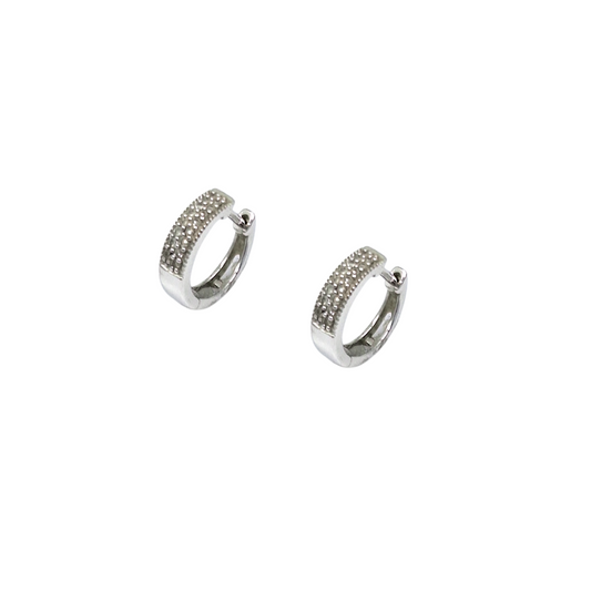 9ct White Gold Small Diamond Hoop Earrings