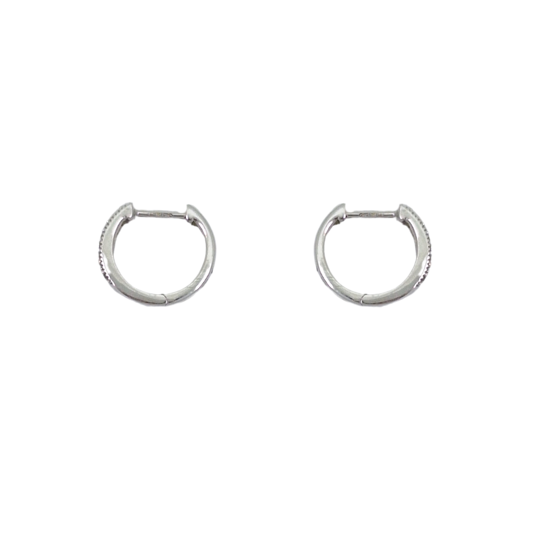 9ct White Gold Small Diamond Hoop Earrings