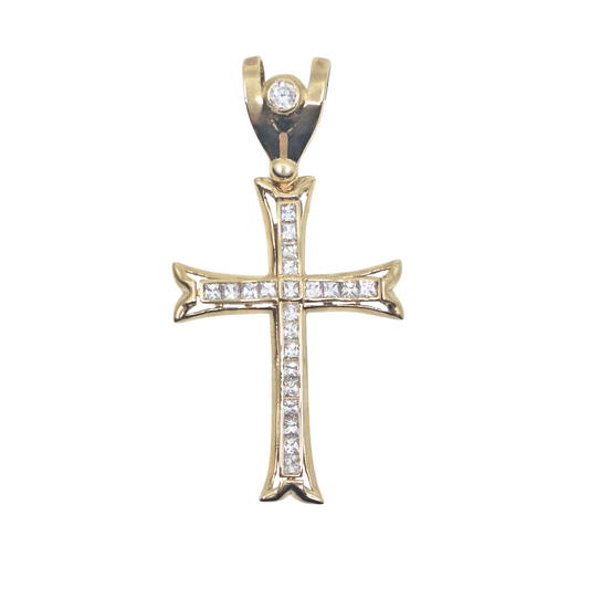 14ct Yellow Gold Cubic Zirconia Cross