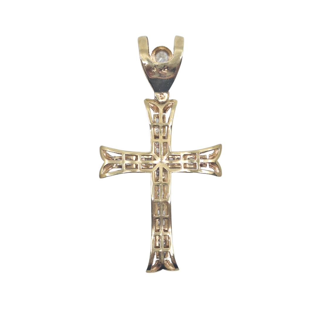 14ct Yellow Gold Cubic Zirconia Cross