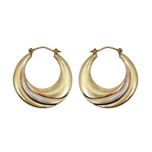 9ct Yellow & White Gold Creole Earrings