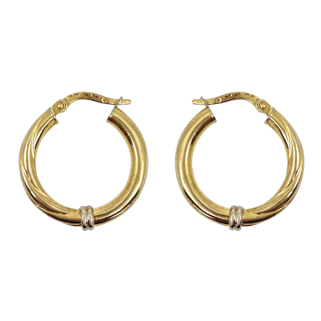 18ct Yellow & White Gold Creole Earrings