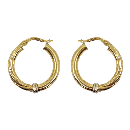 18ct Yellow & White Gold Creole Earrings