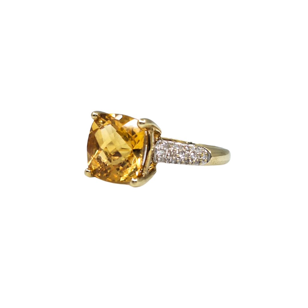 9ct Gold Citrine & Diamond Ring