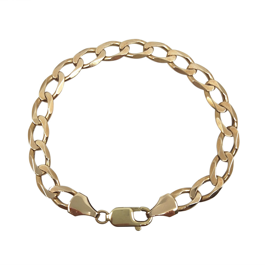 9ct Yellow Gold Curb Bracelet 8"