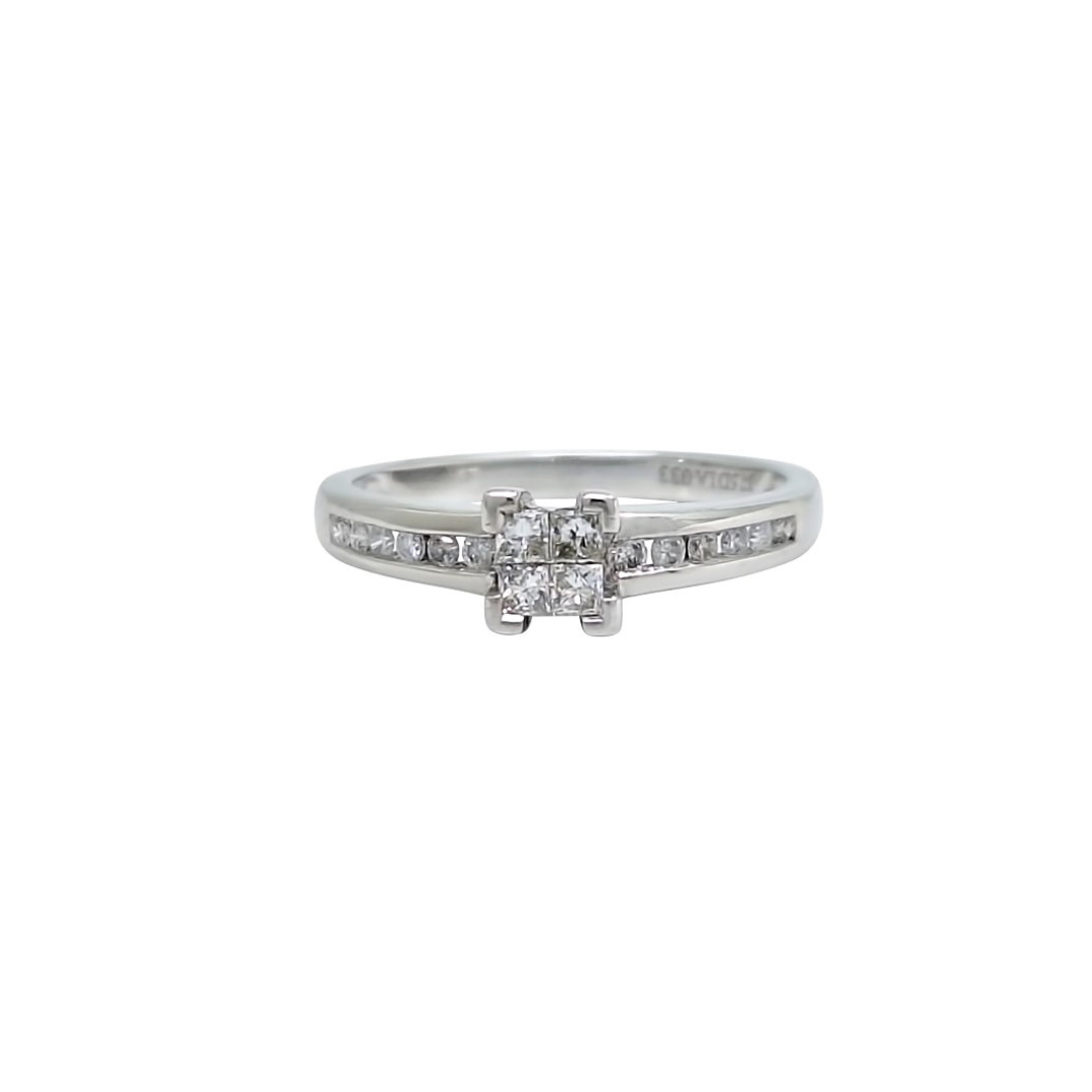 9ct White Gold Tile Set Diamond Ring 0.33ct