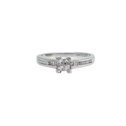 9ct White Gold Tile Set Diamond Ring 0.33ct