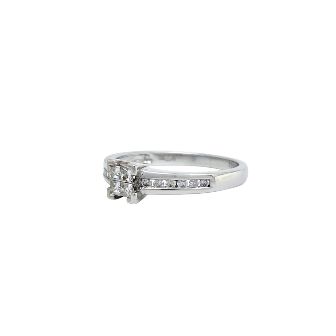 9ct White Gold Tile Set Diamond Ring 0.33ct