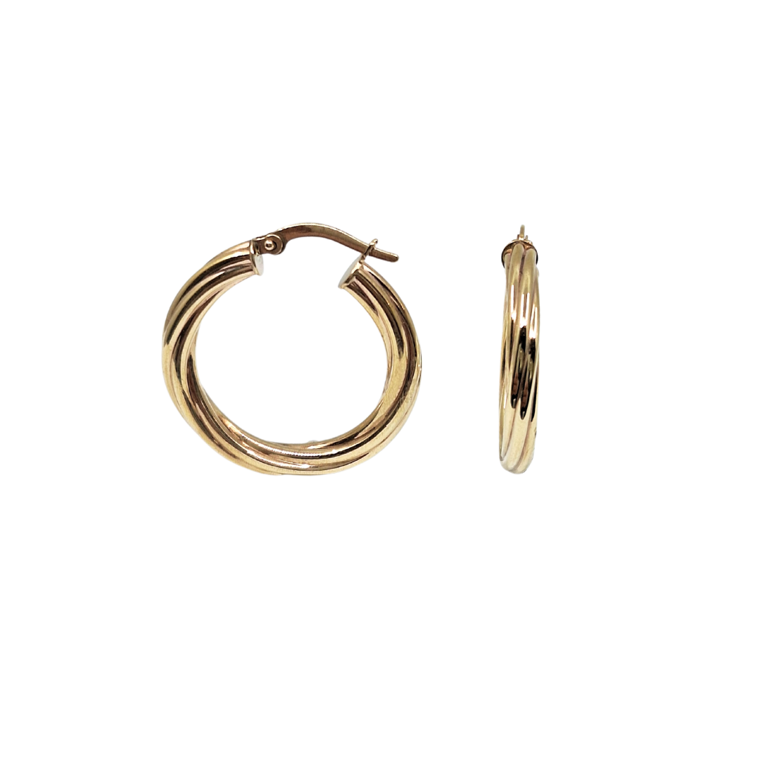 9ct Gold Twist Creole Hoop Earrings