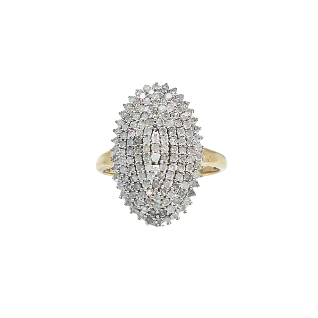 9ct Yellow Gold Diamond Cluster Ring