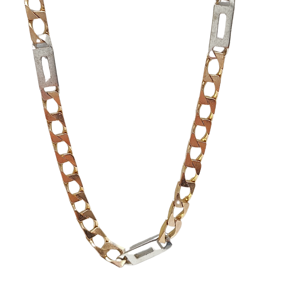 9ct Rose & White Gold Curb Chain 24"