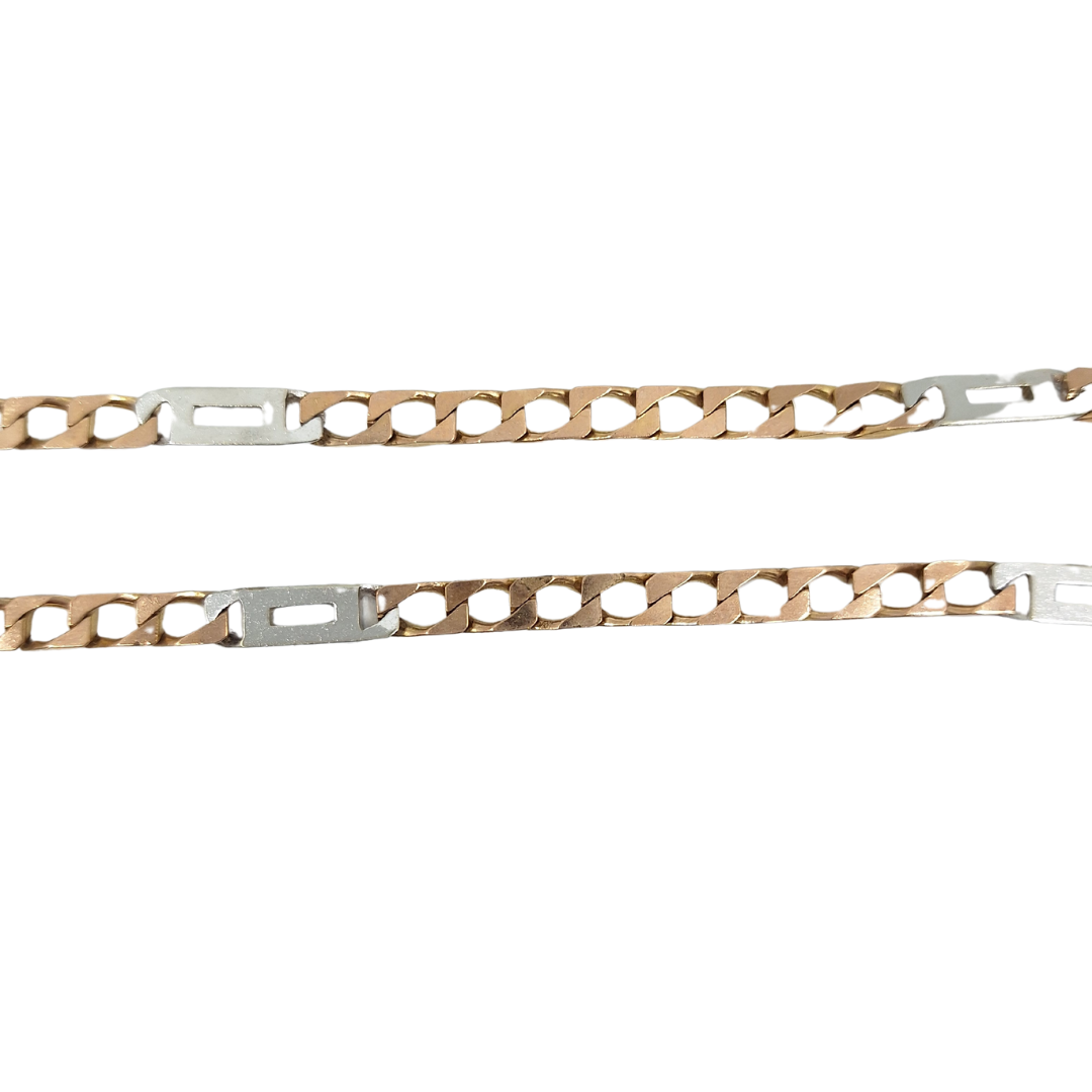 9ct Rose & White Gold Curb Chain 24"