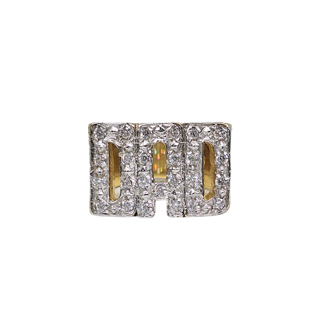 9ct Yellow Gold Cubic Zirconia Dad Ring