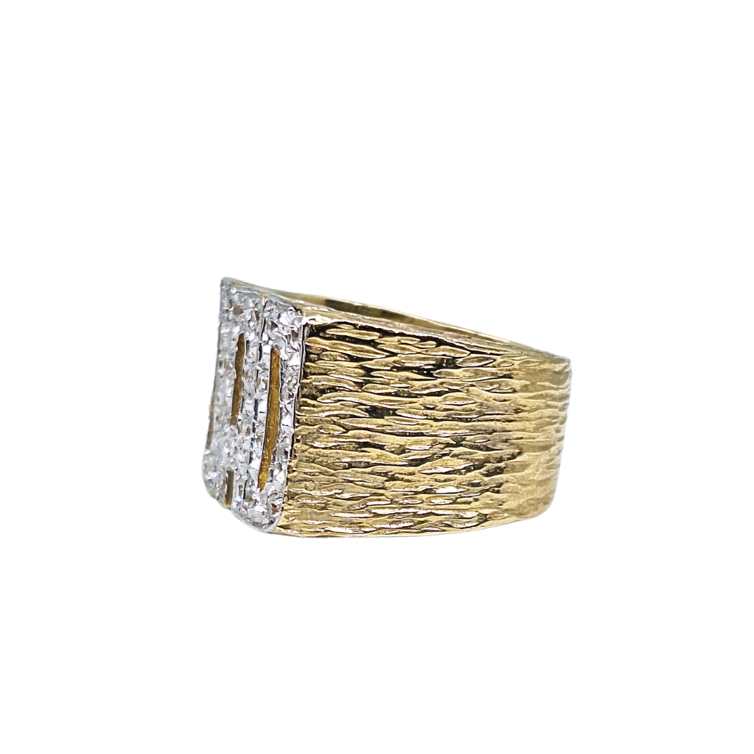 9ct Yellow Gold Cubic Zirconia Dad Ring
