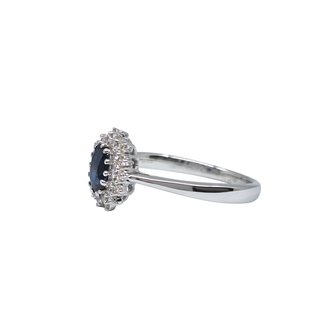 18ct White Gold Sapphire & Diamond Cluster Ring