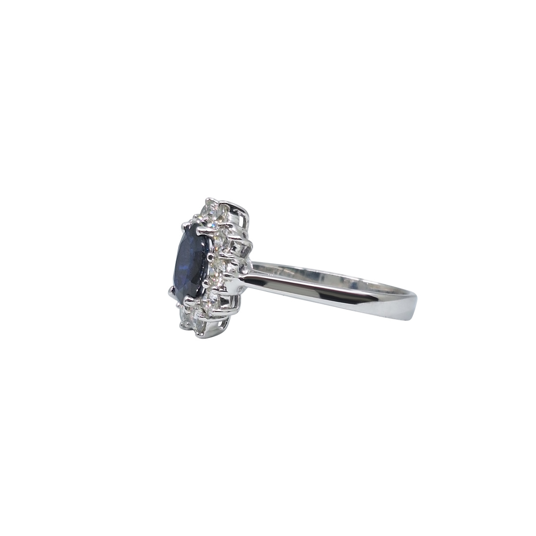 18ct White Gold Sapphire & Diamond Cluster Ring